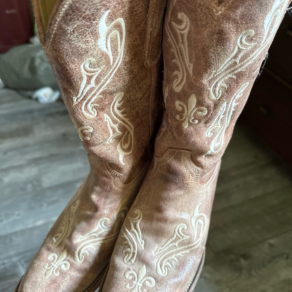 Corral Brown and Cream Heeled Boots